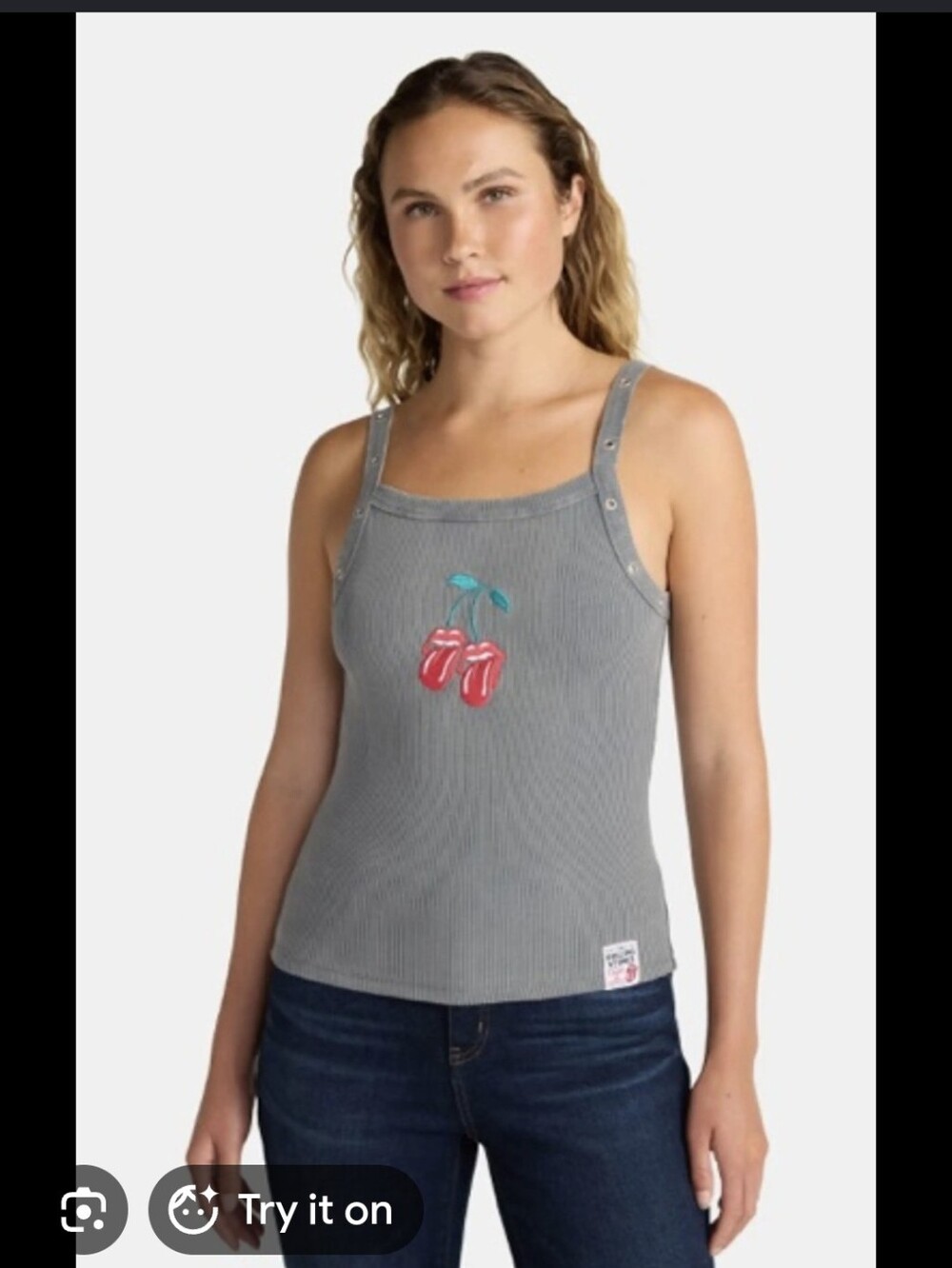 The Rolling Stones Ribbed Square Neck Tank Top XS